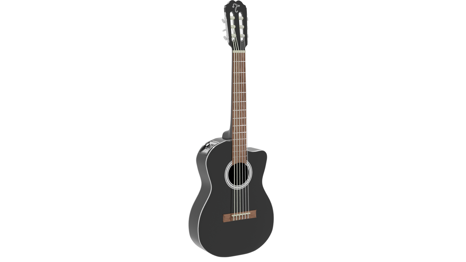 Stylish Black Acoustic Guitar 3D Model - Professional 3D Model Render 10