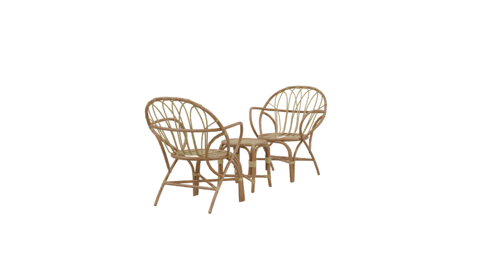 Stylish Rattan Furniture Set - Professional 3D Model Render 3