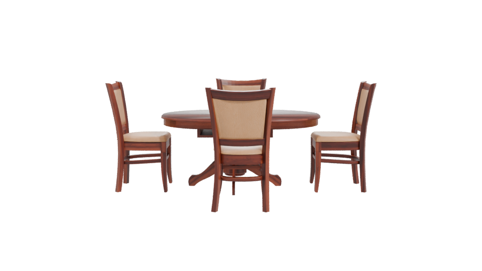 Stylish Round Wooden Dining Set - Professional 3D Model Render 11
