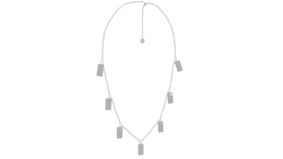 Elegant Silver Chain Necklace with Gemstone Accents - Professional 3D Model Render 10