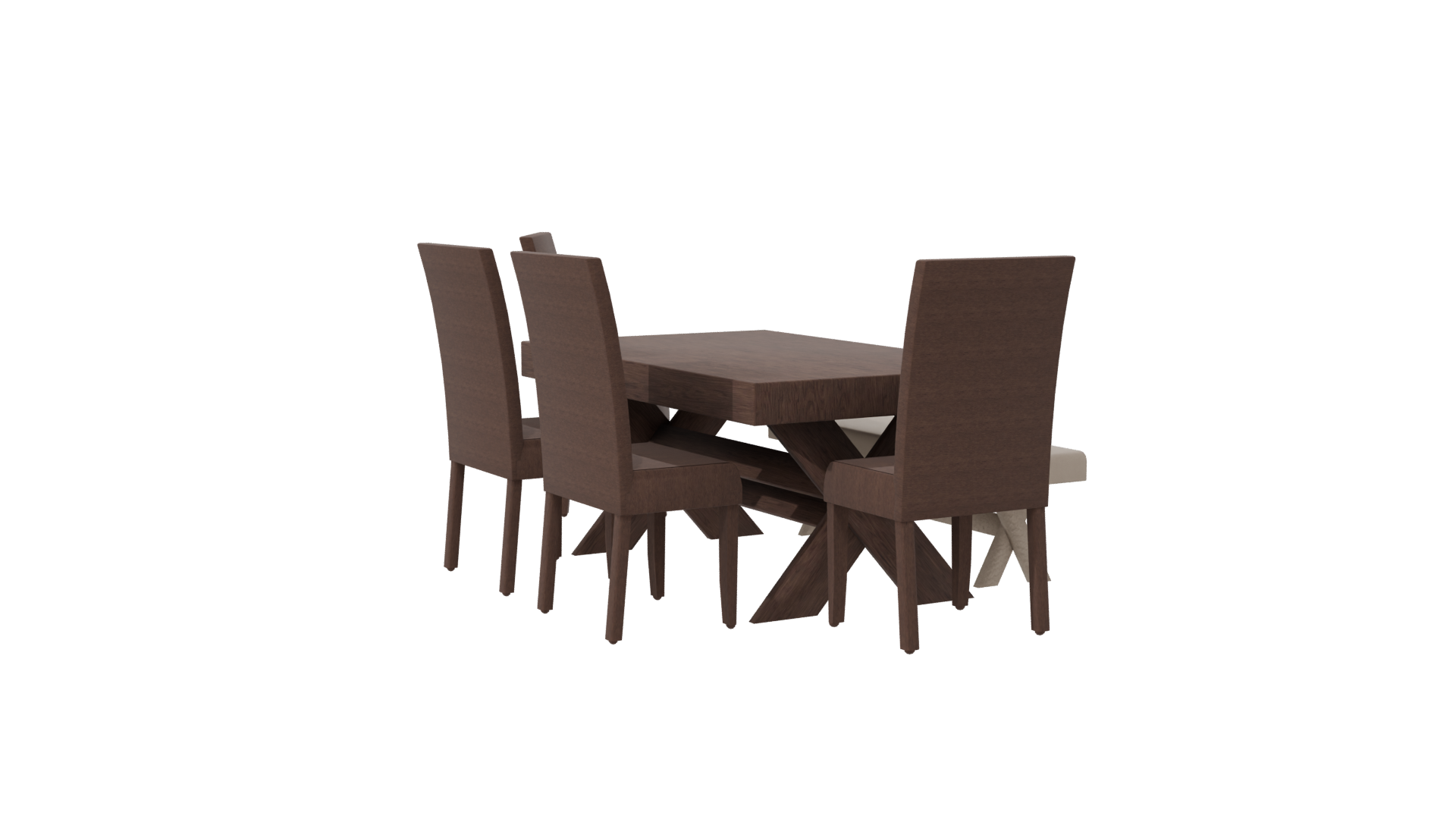 Elegant Wooden Dining Set 3D - Professional 3D Model Render 7