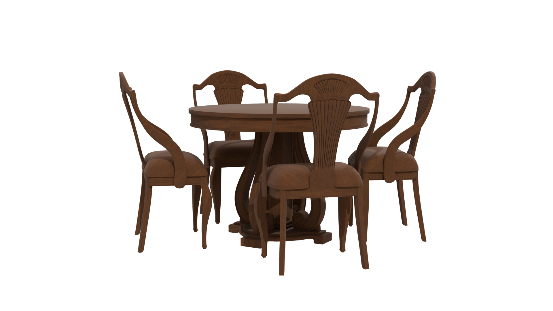 Elegant Wooden Dining Table Set - Professional 3D Model Render 12