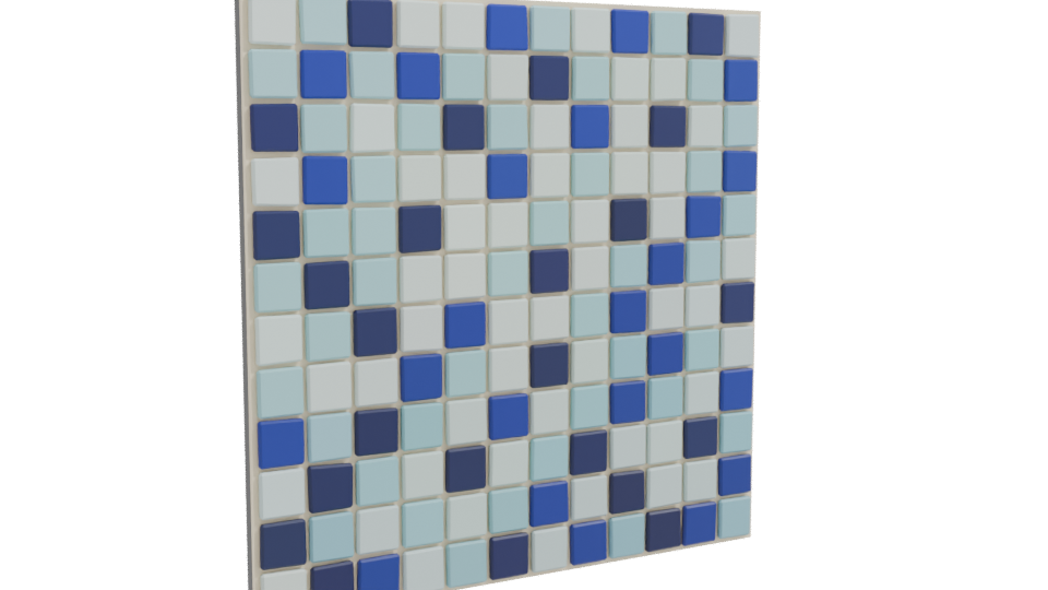 Stylish Blue Mosaic Tile Wall 3D Model - Professional 3D Model Render 10