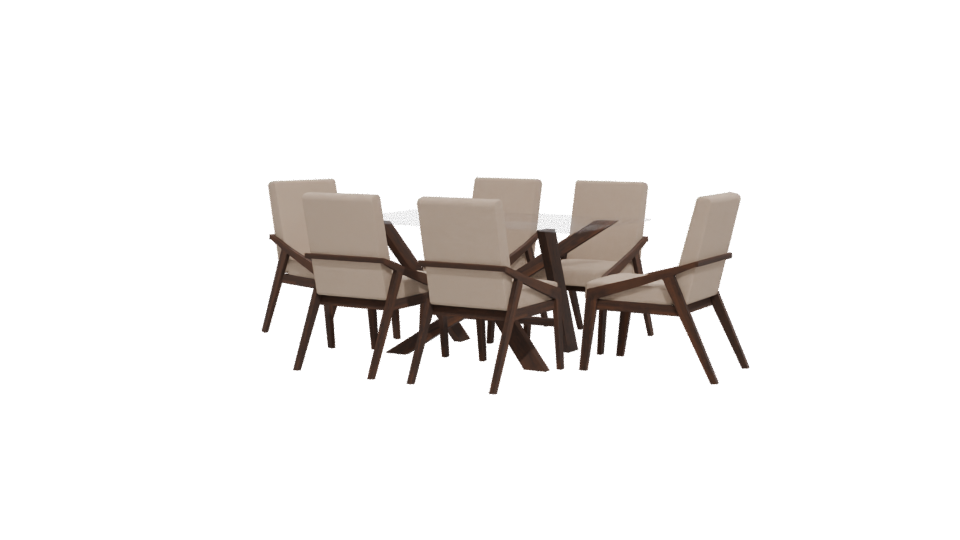 Stylish Glass Dining Table Set - Professional 3D Model Render 12