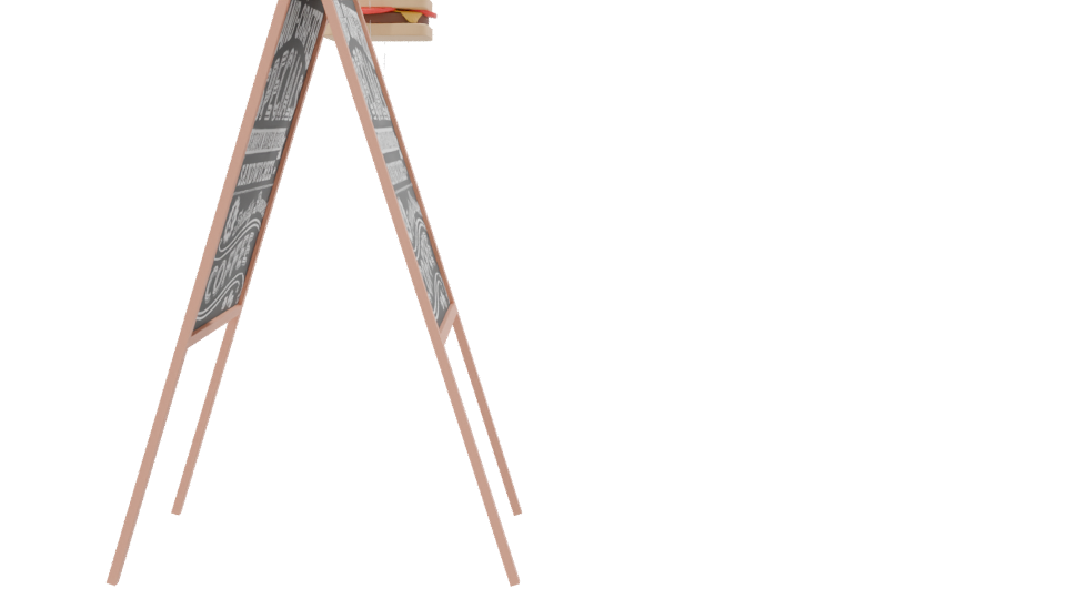 Chalkboard Menu Stand 3D Model - Professional 3D Model Render 8