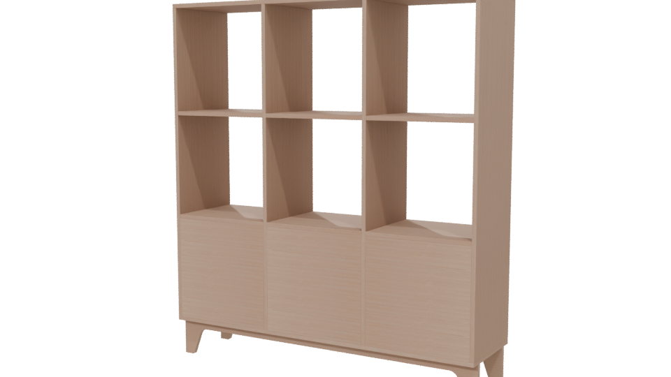 Minimalist Wooden Bookshelf 3D - Professional 3D Model Render 6