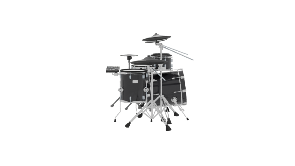 Realistic Black Drum Set 3D - Professional 3D Model Render 11
