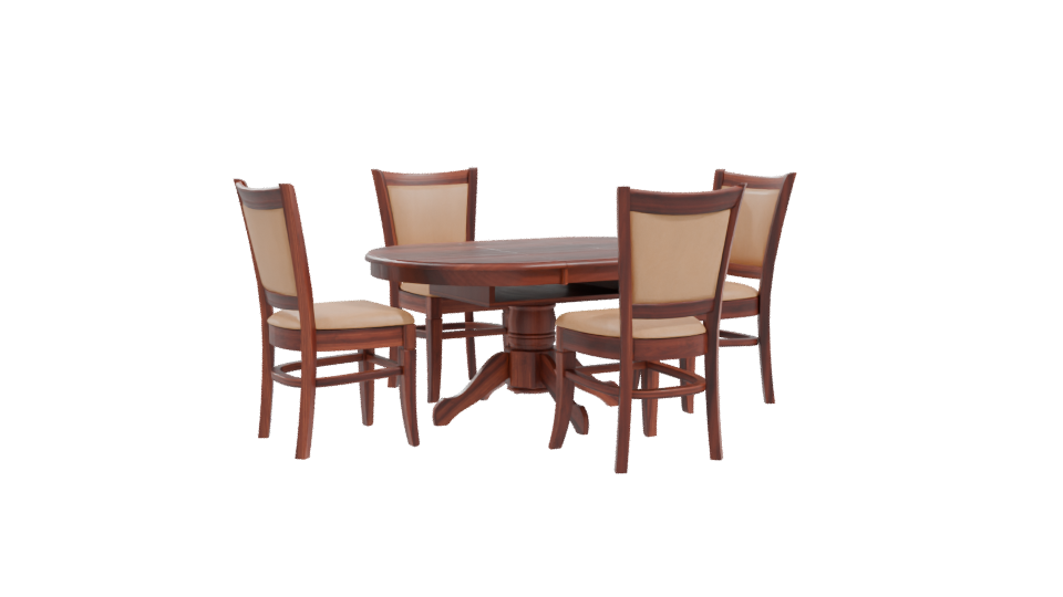 Elegant Round Wooden Dining Table Set 3D Model - Professional 3D Model Render 10