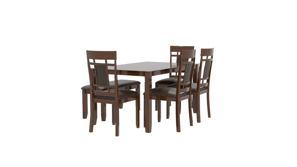 Stylish Wooden Dining Table Set - Professional 3D Model Render 12