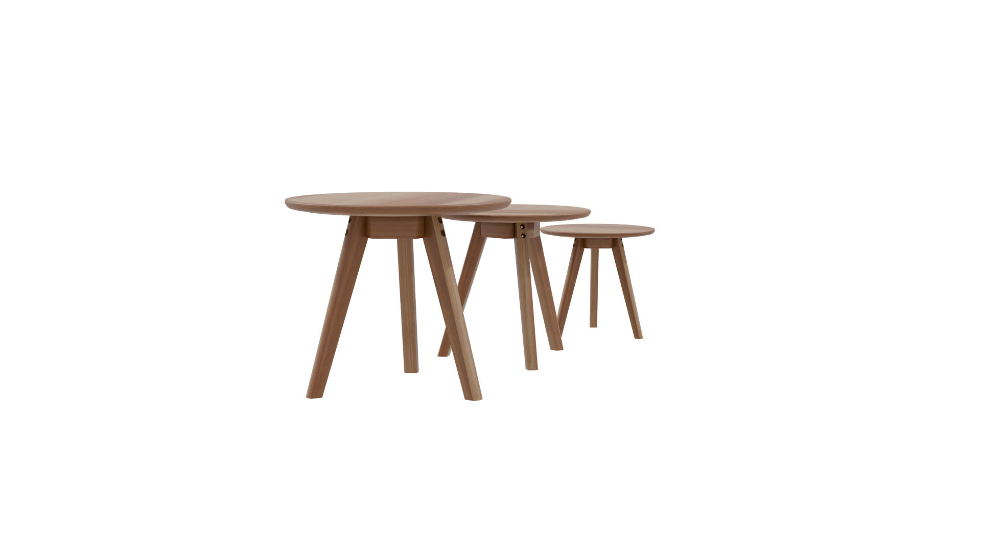 Stylish Wooden Side Table Set - Professional 3D Model Render 9