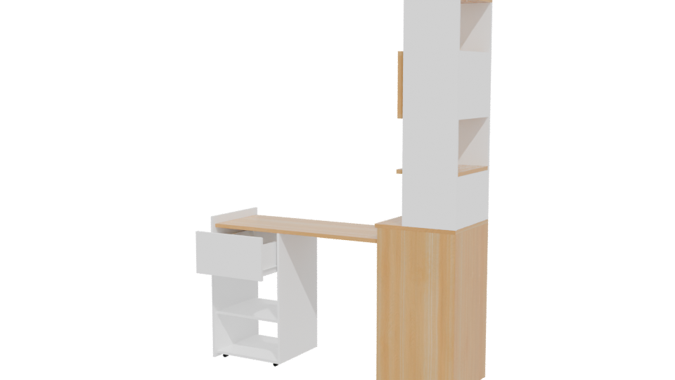 Contemporary Wooden Office Desk with Storage - Professional 3D Model Render 12