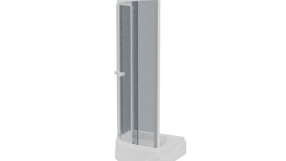 Curved Glass Shower Enclosure 3D Model - Professional 3D Model Render 3