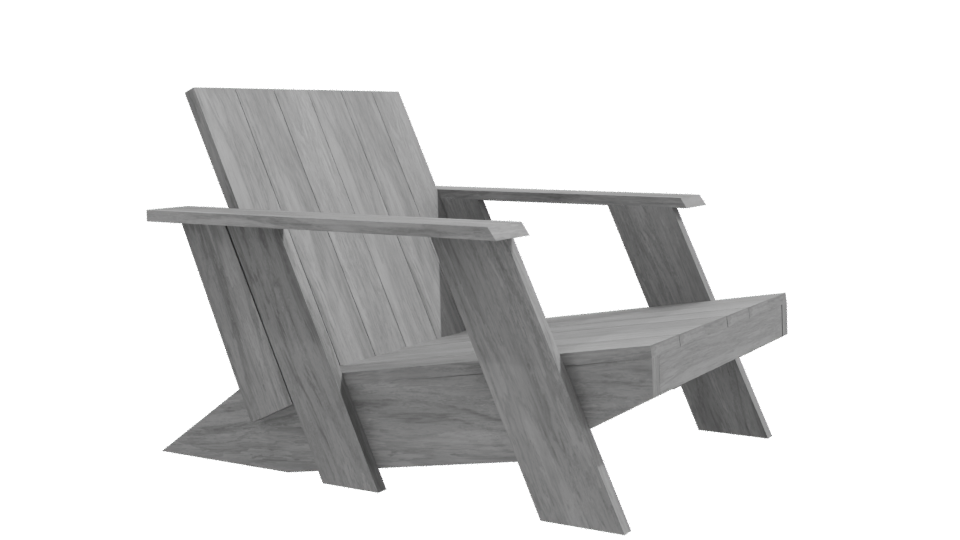 Stylish Outdoor Wooden Lounge Chair - Professional 3D Model Render 9