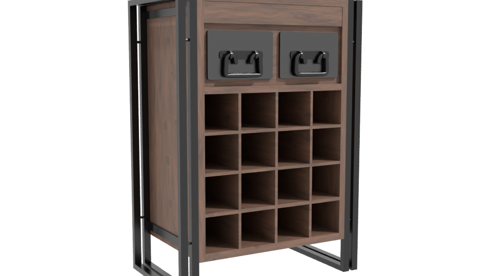 Rustic Wooden Storage Unit 3D - Professional 3D Model Render 10