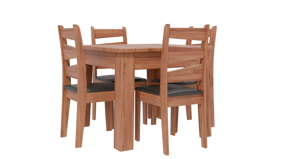 Stylish Wooden Dining Table Set 3D Model - Professional 3D Model Render 13