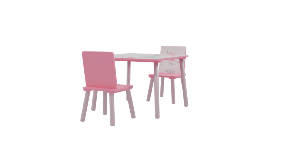 Charming Kids' Table and Chair Set 3D Model - Professional 3D Model Render 9
