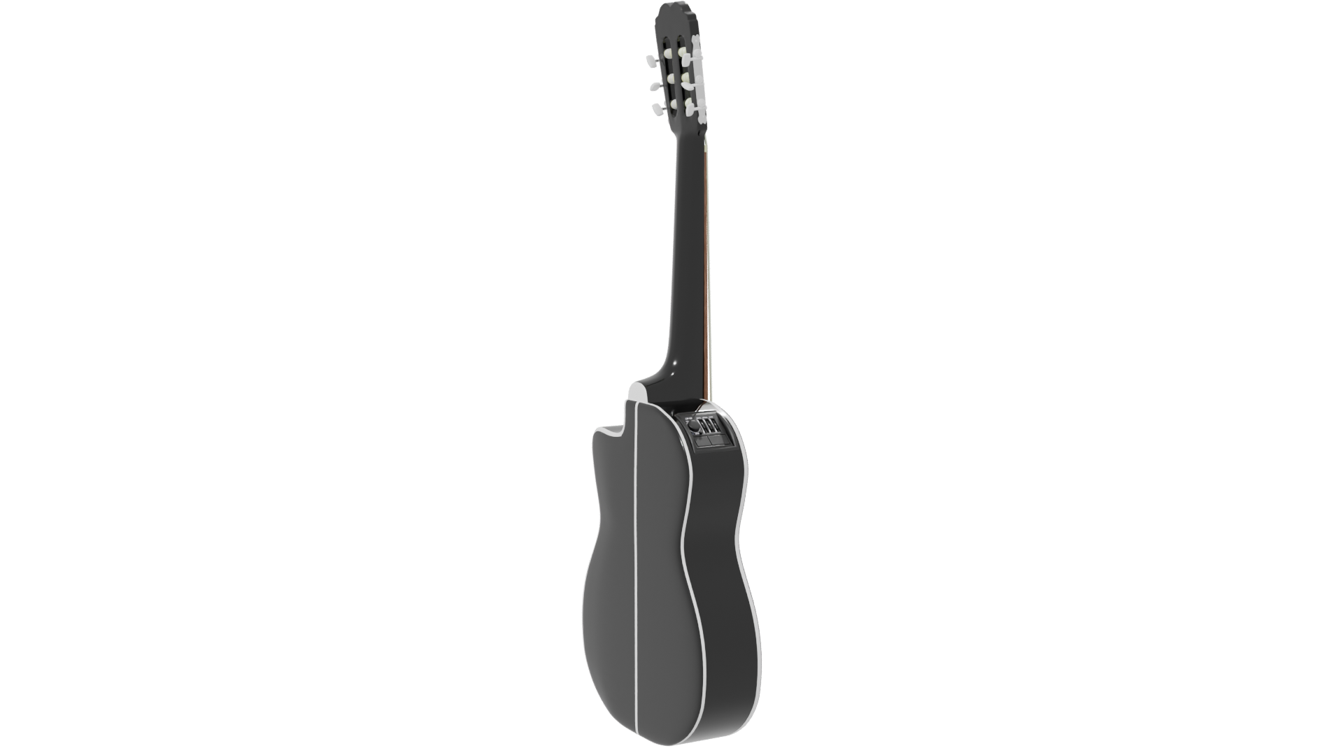 Stylish Black Acoustic Guitar 3D Model - Professional 3D Model Render 7