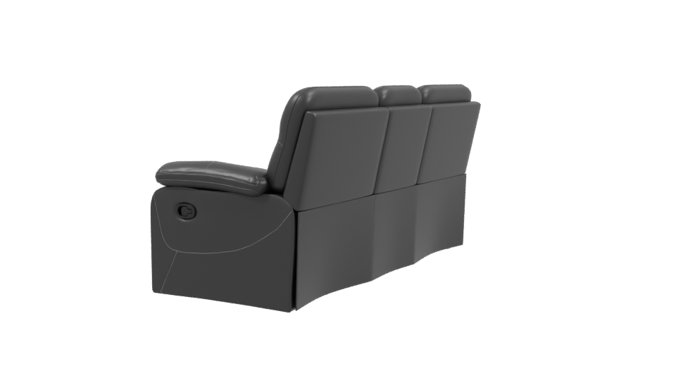 Stylish Black Leather Sofa 3D - Professional 3D Model Render 3