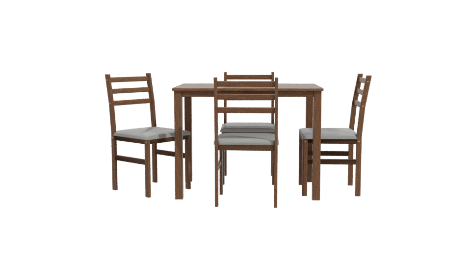 Stylish Wooden Dining Table Set with Chairs 3D Model - Professional 3D Model Render 11