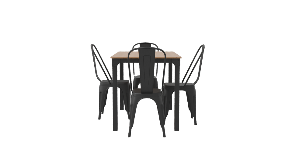 Stylish Wooden Dining Table Set - Professional 3D Model Render 8