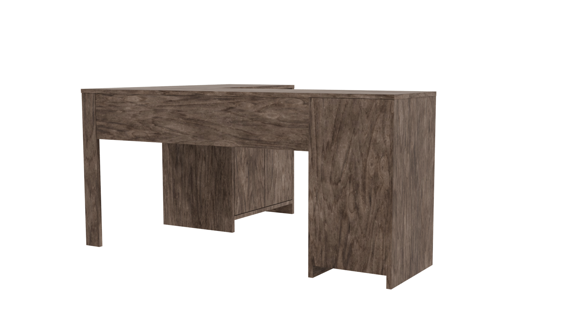 L-Shaped Wooden Desk 3D Model - Professional 3D Model Render 9