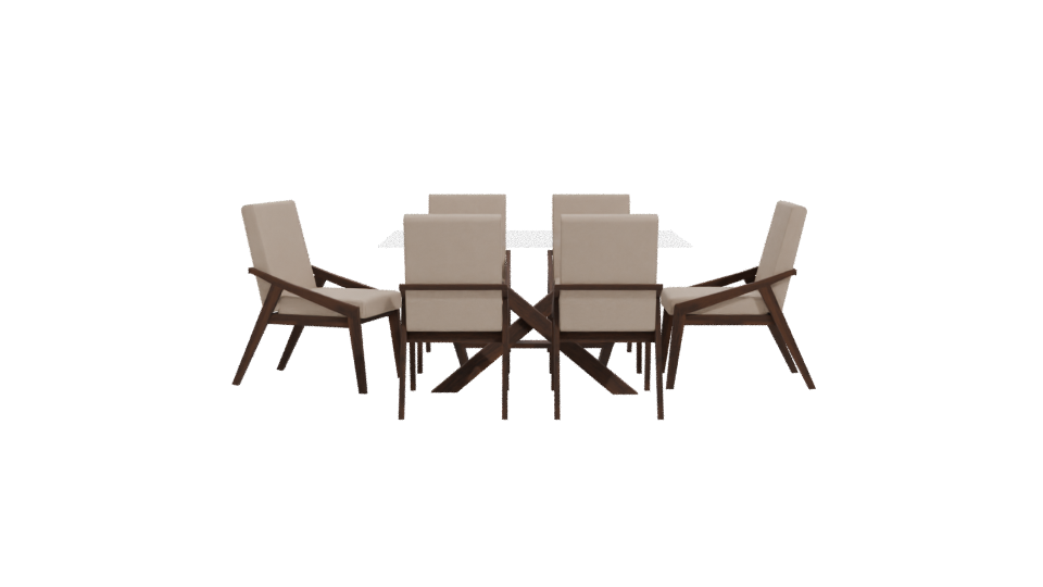 Stylish Glass Dining Table Set - Professional 3D Model Render 11
