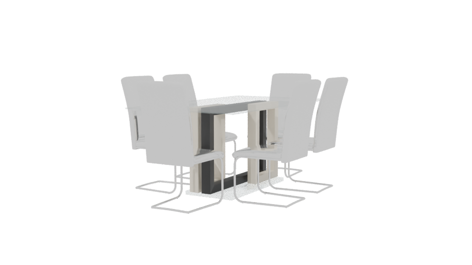 Stylish Glass Dining Table Set - Professional 3D Model Render 3