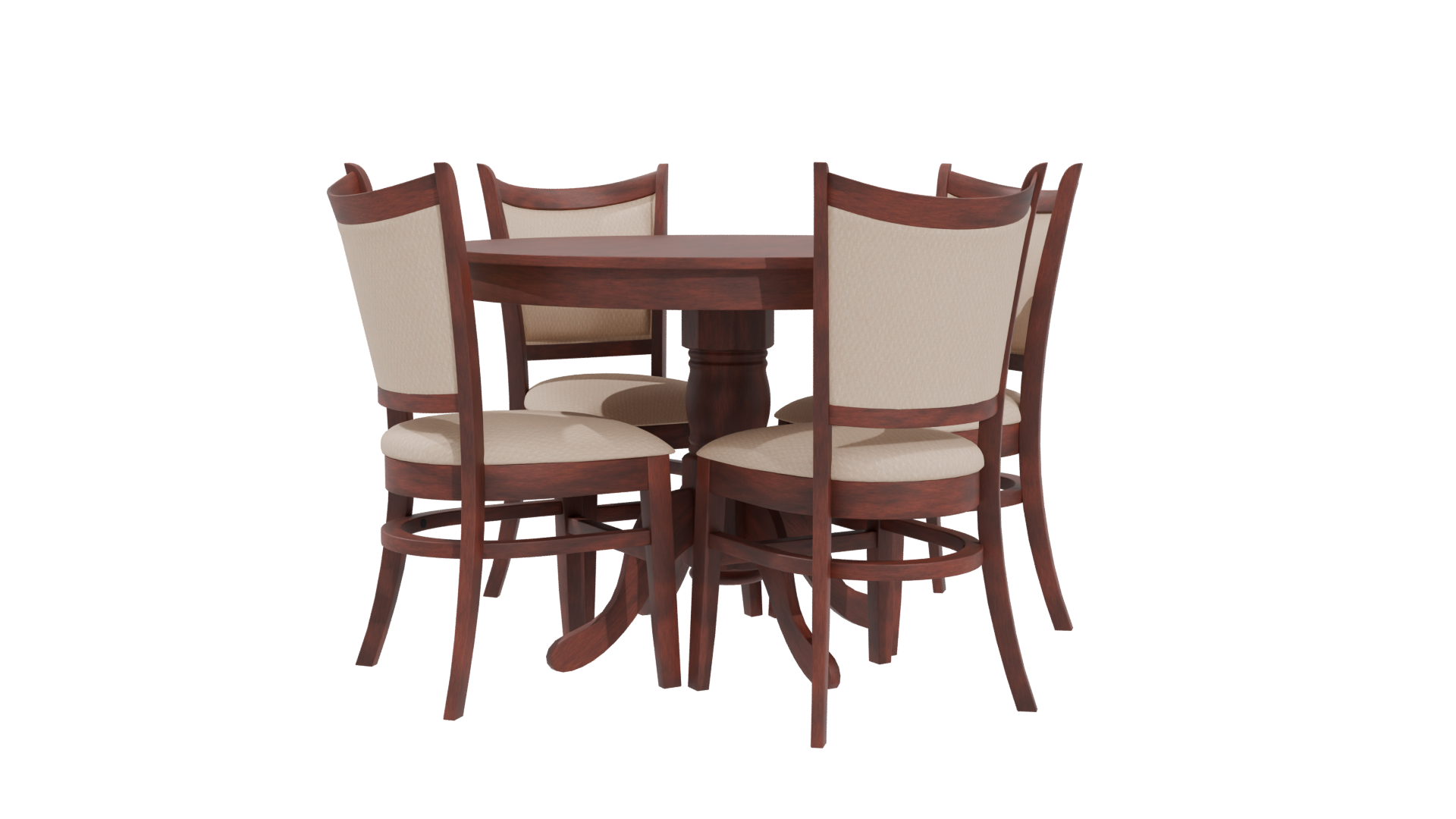 Elegant Round Dining Table Set - Professional 3D Model Render 4