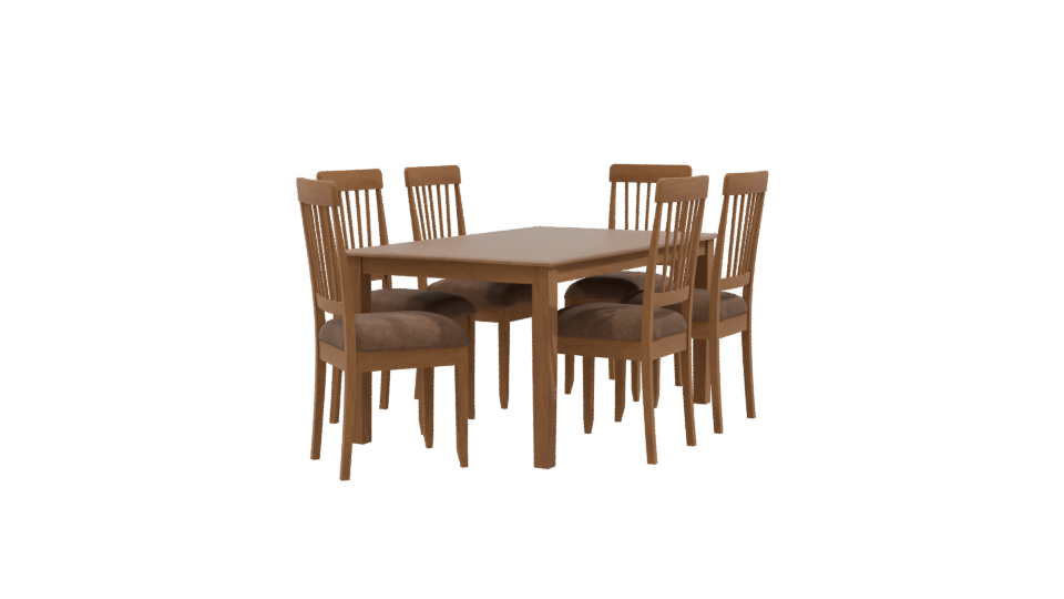 Stylish Wooden Dining Table Set 3D Model - Professional 3D Model Render 9