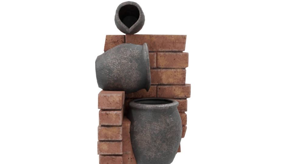 Stylized Ancient Pottery with Brick Structure 3D Model - Professional 3D Model Render 8