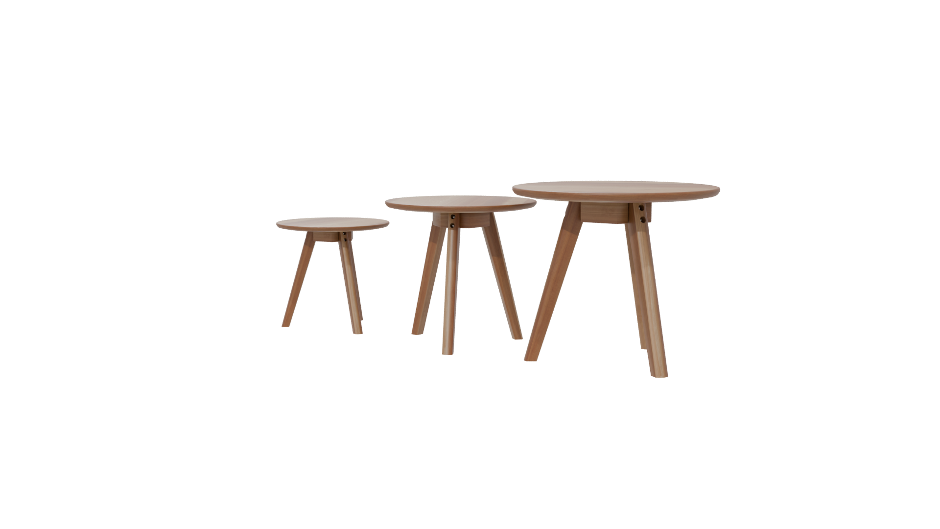 Stylish Wooden Side Table Set - Professional 3D Model Render 6