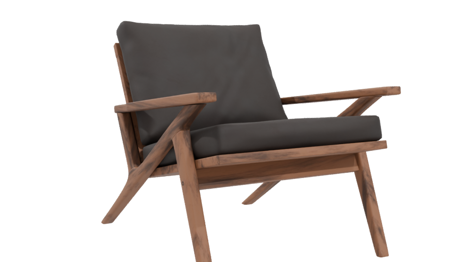 Stylish Wooden Lounge Chair 3D - Professional 3D Model Render 4