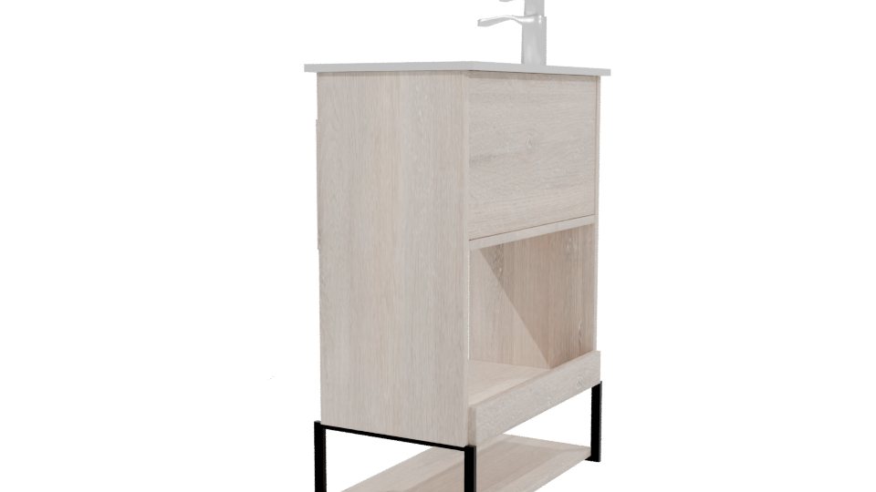 Contemporary Wooden Bathroom Vanity 3D Model - Professional 3D Model Render 3