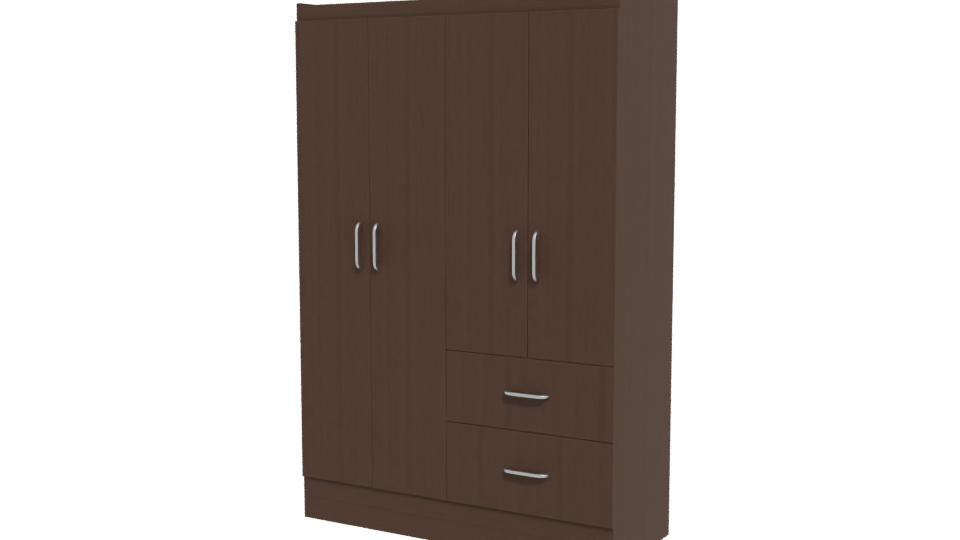 Stylish Wooden Wardrobe with Drawers 3D Model - Professional 3D Model Render 12
