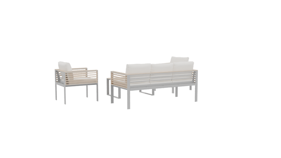 Elegant Outdoor Seating Set 3D - Professional 3D Model Render 4