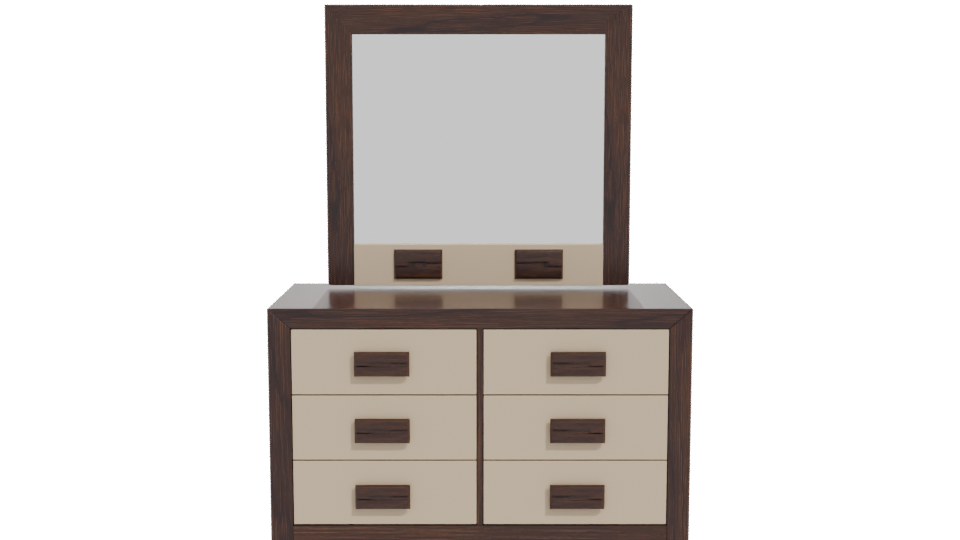 Modern Wooden Dresser with Mirror - Professional 3D Model Render 11