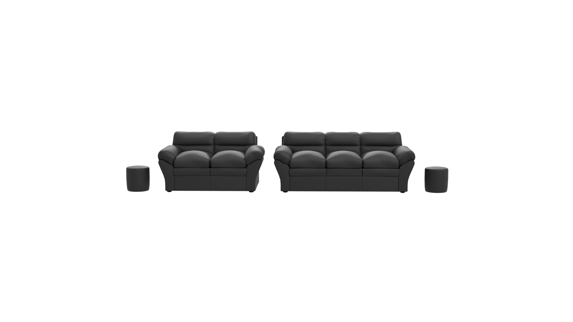Contemporary Black Sofa Set - Professional 3D Model Render 11