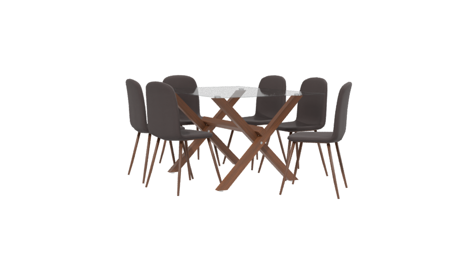 Elegant Glass Top Dining Set - Professional 3D Model Render 13
