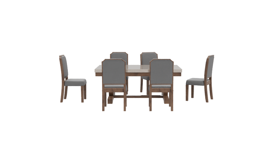 Stylish Wooden Dining Table Set - Professional 3D Model Render 11