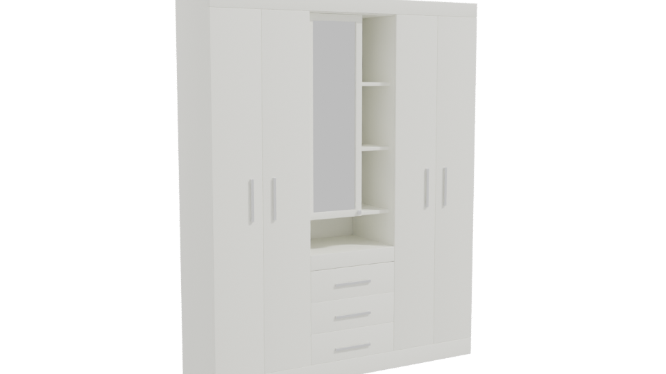 White Closet with Mirror 3D - Professional 3D Model Render 10