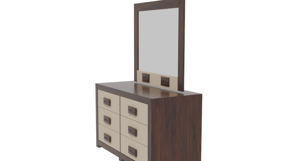 Modern Wooden Dresser with Mirror - Professional 3D Model Render 13