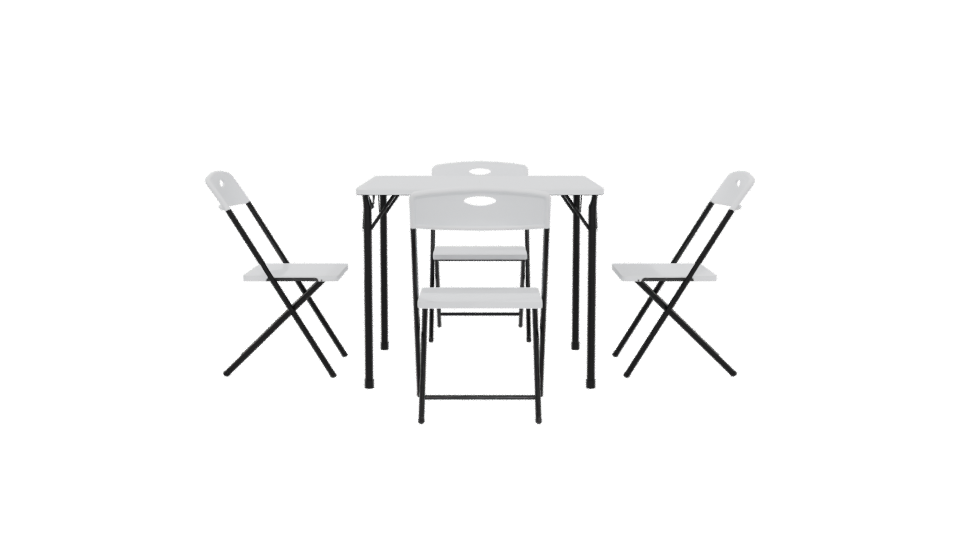 Minimalist Folding Table Set 3D - Professional 3D Model Render 5