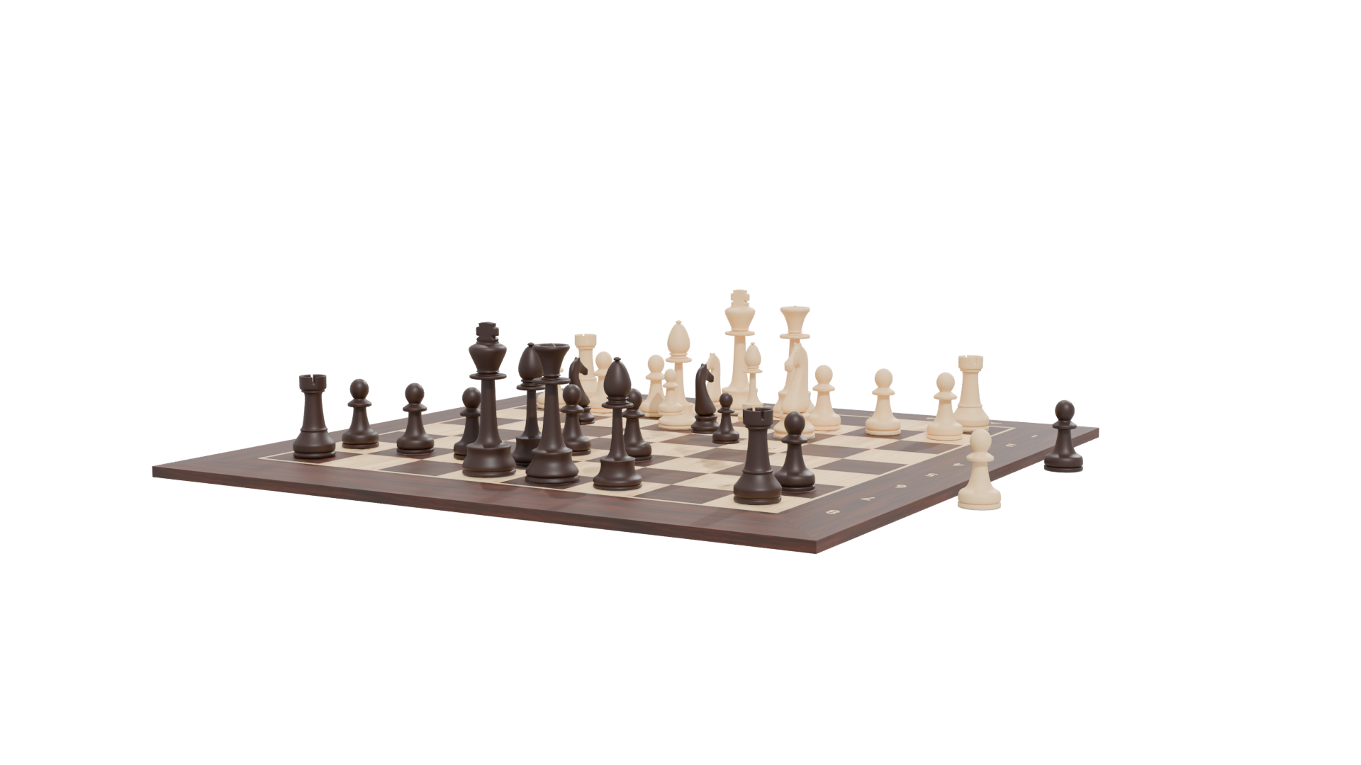 Realistic Chess Set 3D Model - Professional 3D Model Render 12