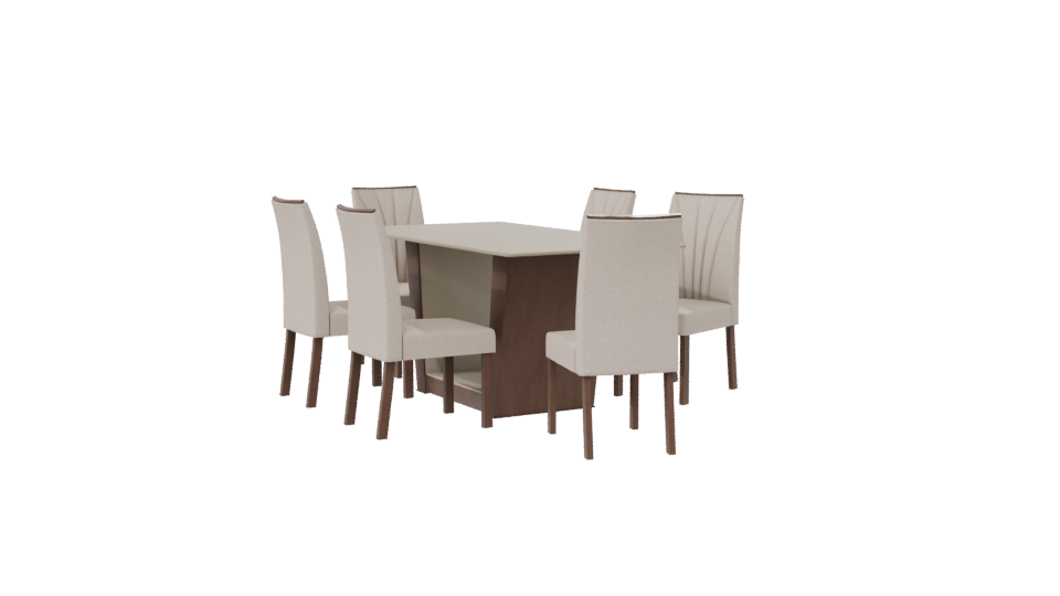 Elegant Rectangular Dining Table Set 3D Model - Professional 3D Model Render 7