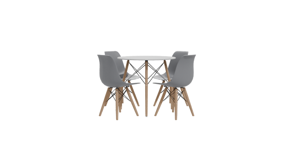 Modern Round Table and Chairs Set - Professional 3D Model Render 11
