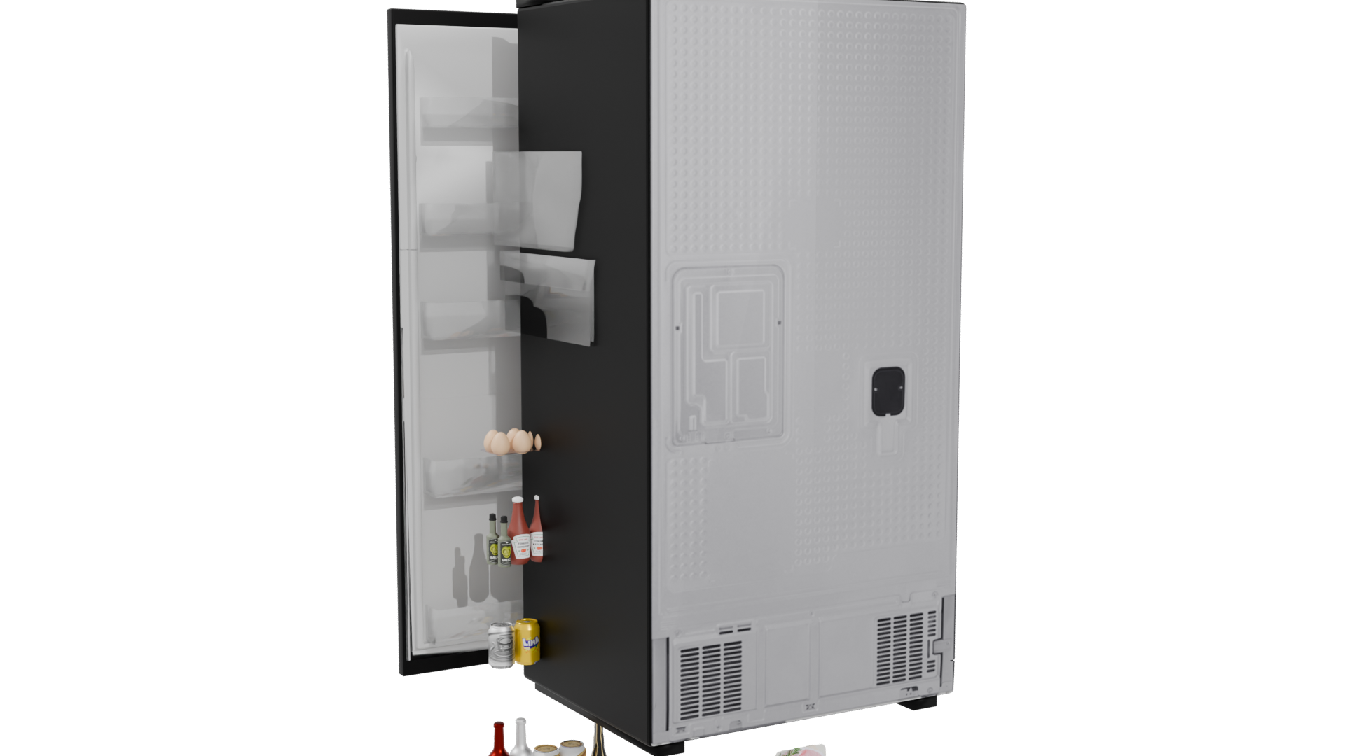 Modern Black Refrigerator 3D Model - Professional 3D Model Render 4