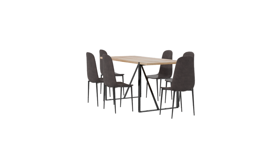 Contemporary Dining Set with Chairs 3D Model - Professional 3D Model Render 7