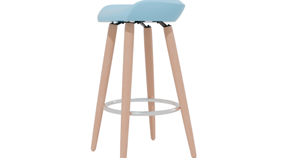 Contemporary Bar Stool with Wooden Legs 3D Model - Professional 3D Model Render 13