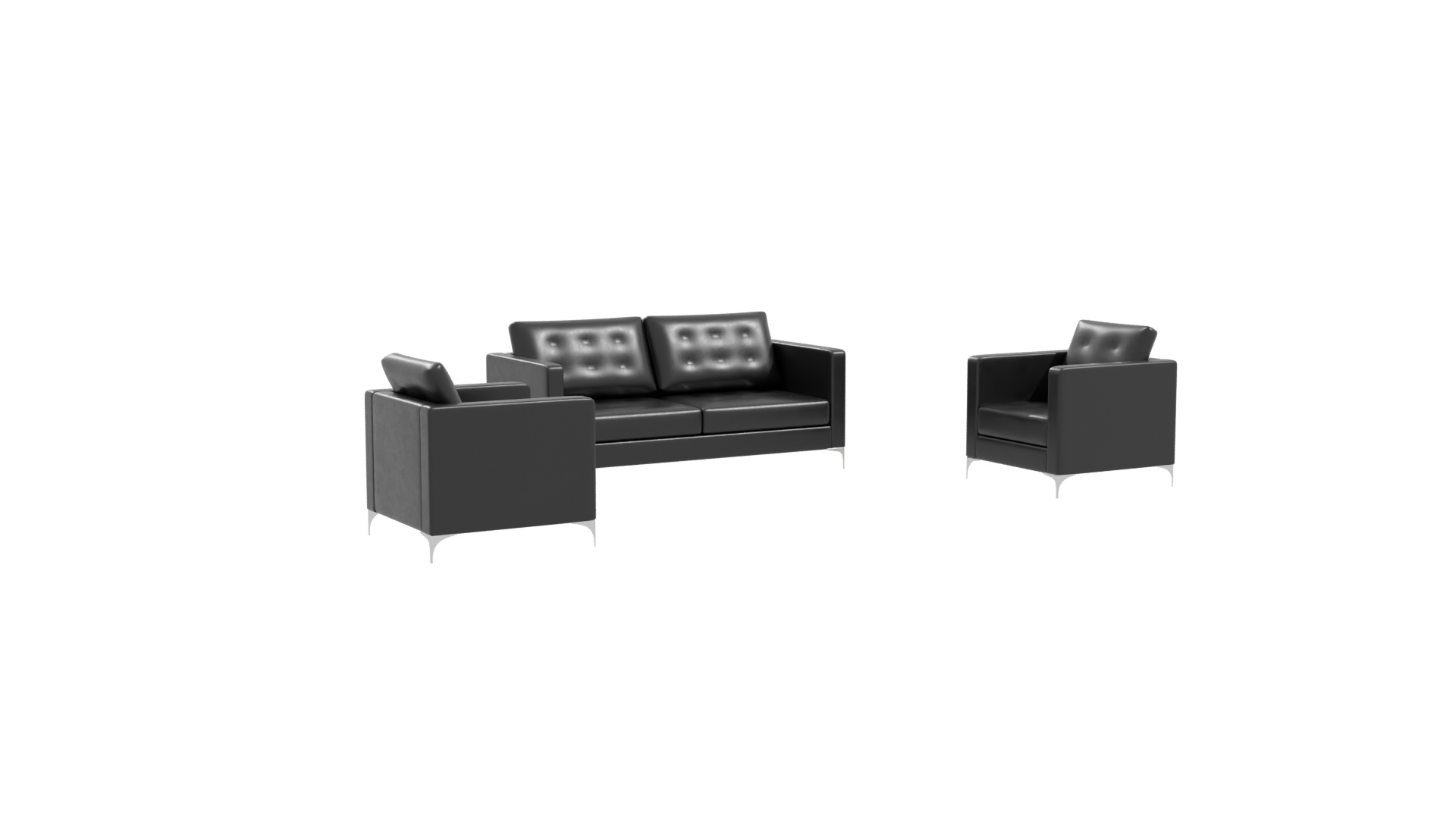 Elegant Black Sofa Set 3D Model - Professional 3D Model Render 10