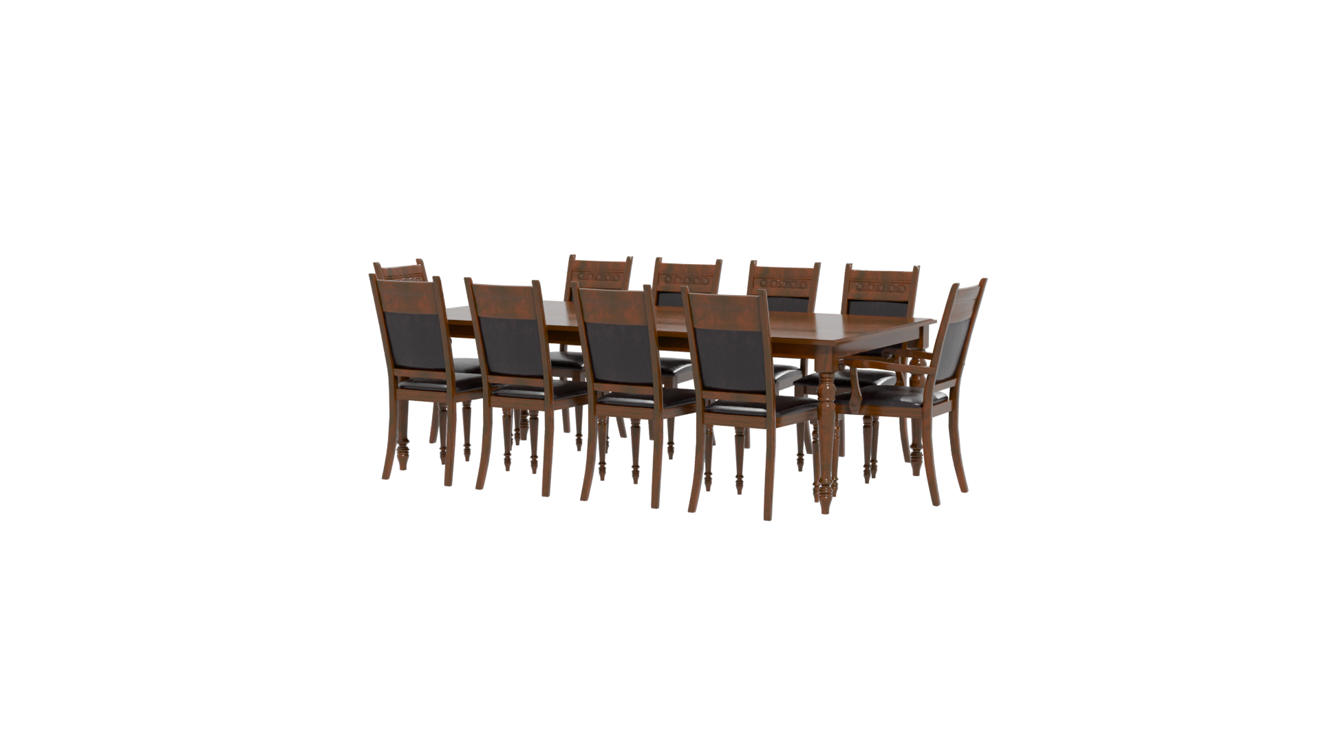 Elegant Wooden Dining Table Set - Professional 3D Model Render 12